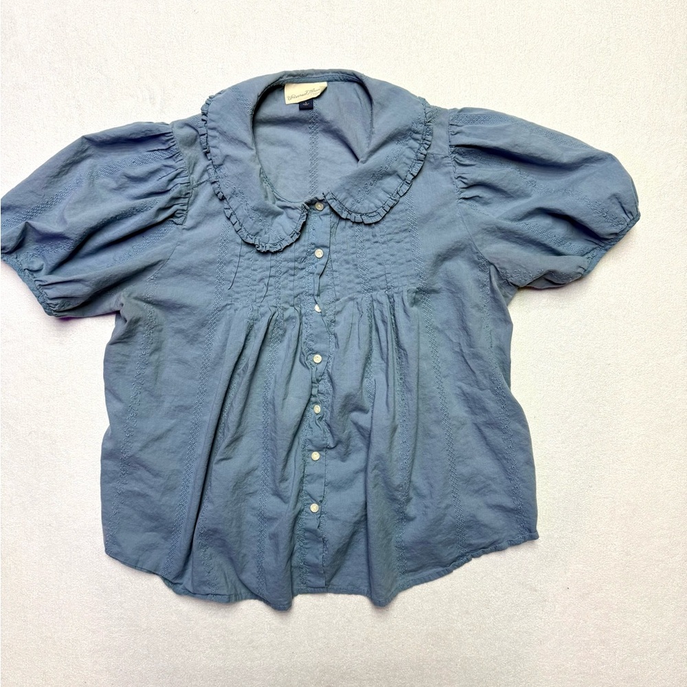 Universal Thread Light Blue Floral Eyelet Button-Up Shirt - Picture 2 of 8